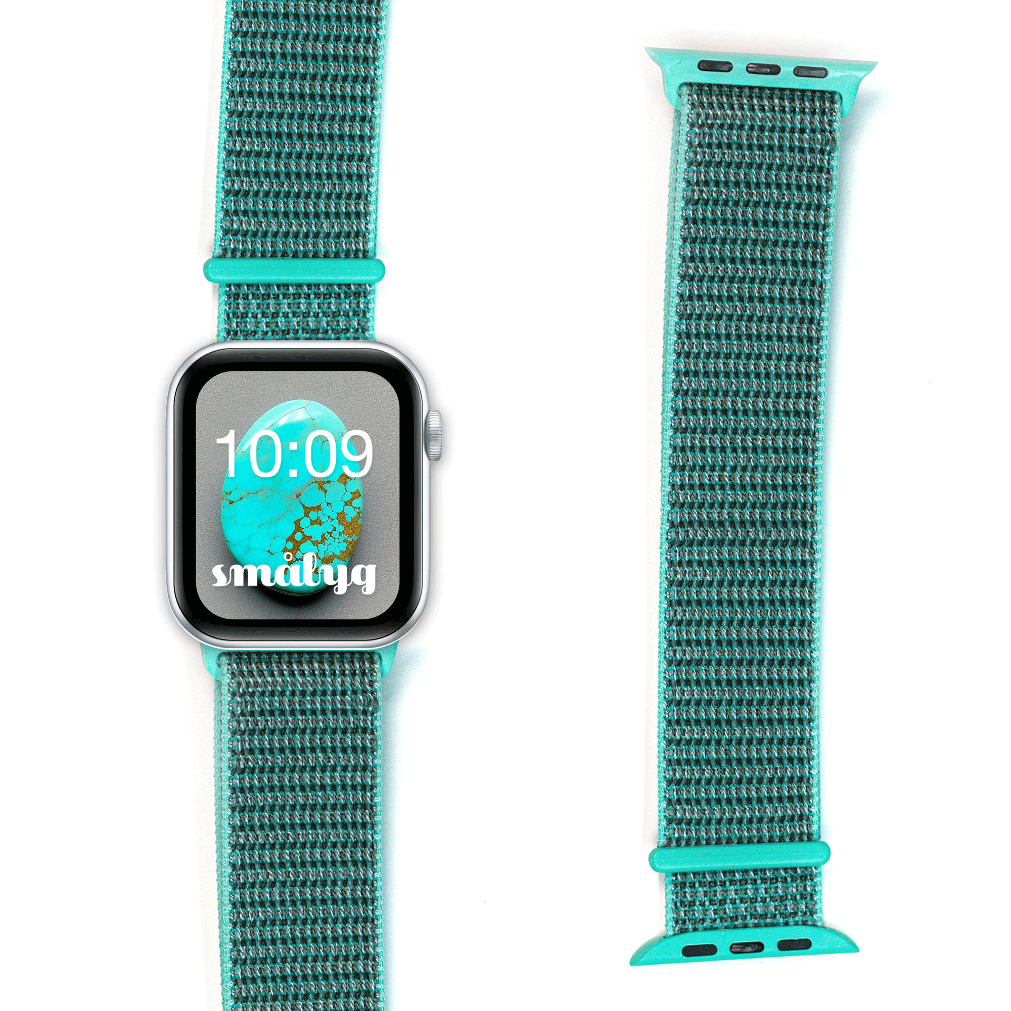 smålyg Nylon Bracelet for Apple Watch Series 1-8 & SE Green Leaf